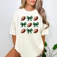 thumbnail image 2 of Footballs and Green Coquette Bows Shirt for Women and Teens Green Team Color Tee Ivory Shirt Adult Medium, 2 of 5