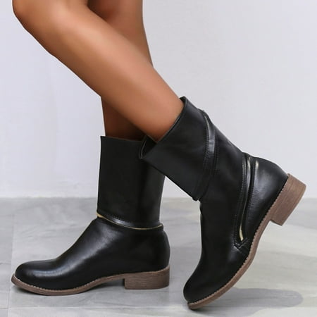 

Cathalem Lace up Boots for Women Heel Women Middle Barrel Boots Square Heel Fashion Boots Short Women s Booties And Boots Black 42