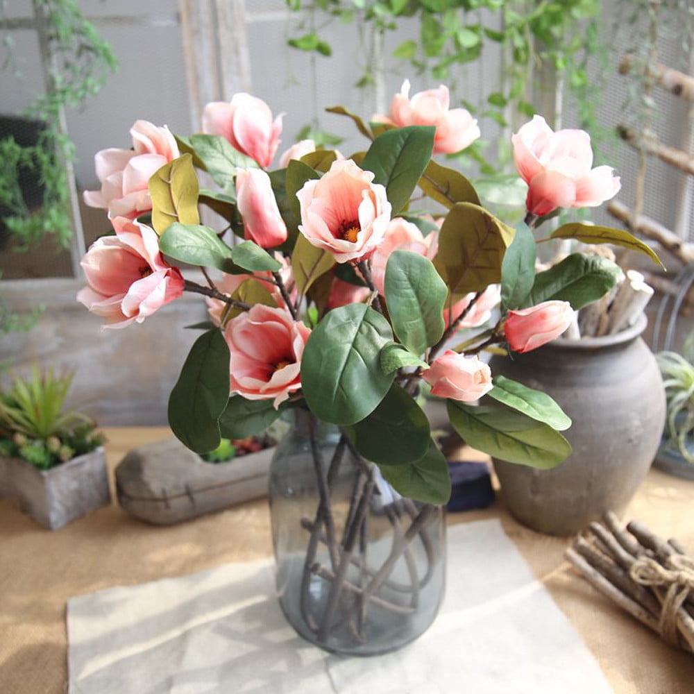 Artificial Magnolia Flower Bouquet Arrangement for Home Party Decoration