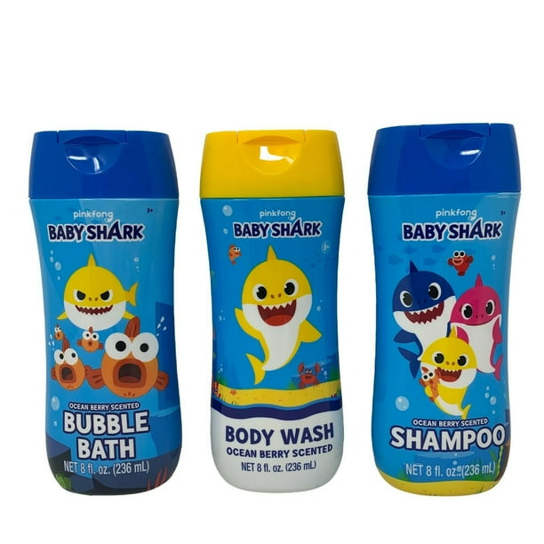 3 Items Baby Shark 8oz Body Wash ,Shampoo & Bubble Bath in a Bottle