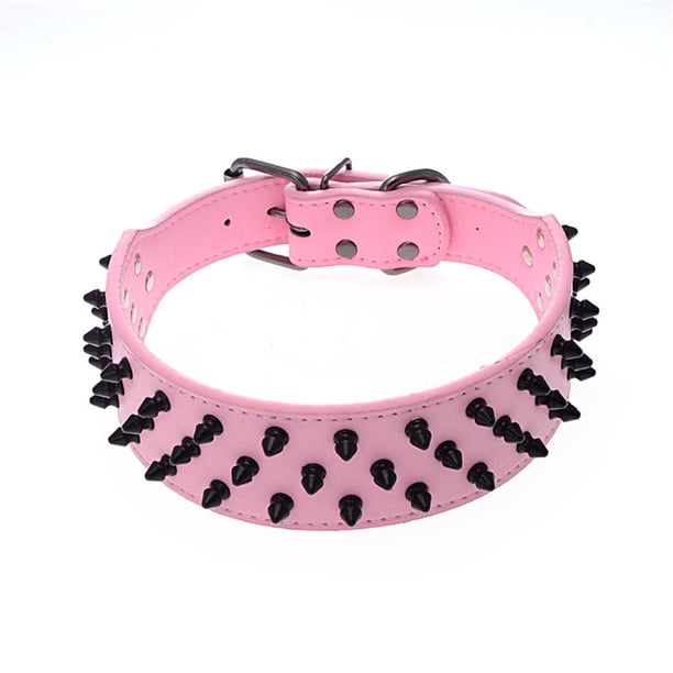Dogs Kingdom - Collar de piel para perro con tachuelas negras de 2.0 in de ancho, collar bóxer Adepaton CPB-US-YY142-4
