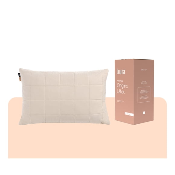 Almohada Luuna Origins Latex, Hipoalergénica de Origen Natural, Termorreguladora, Latex, Lana y Algodón, Tamaño Estándar beige Estándar