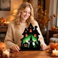 thumbnail image 4 of Halloween Home Decor Indoor Light Up Sculpture Spooky Silhouette Haunted House Witch Black Cat Pumpkin Table Accent for Halloween Themed Party Display, 4 of 4