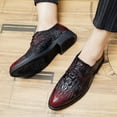thumbnail image 5 of Men's Alligator Print Leather Lace Up Oxford Shoes Classic Modern Formal Dress Shoes Wedding Shoes, 5 of 10