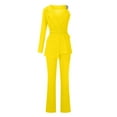 thumbnail image 4 of Scyoekwg Womens Suits Blazer and Pants Buckle Single Suit Long Sleeve Tops Suit Pants 2 Fashion Matching Outfits Casual Outfits Sets (Yellow,XXL), 4 of 7