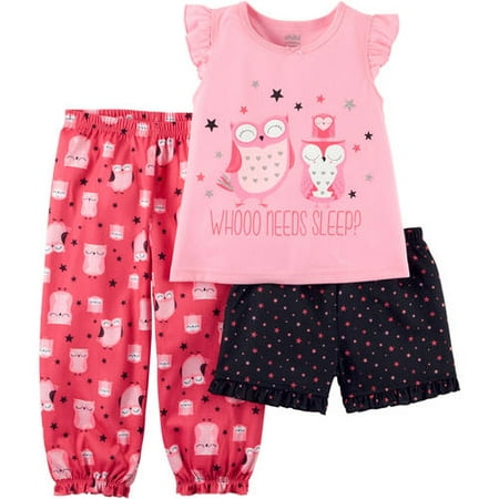 Baby Toddler Girl Short, Tee, Pant 3 Piece Pajama Set - Walmart.com