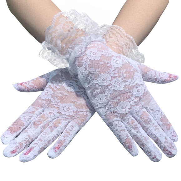 XmhyTop Guantes de encaje blanco, diseño exquisito, muy adecuados para mujeres, 1 par