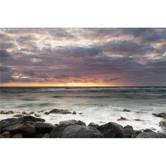 Long Exposure of The Surf Along Wailua Beach - 38 x 24 in. - Large