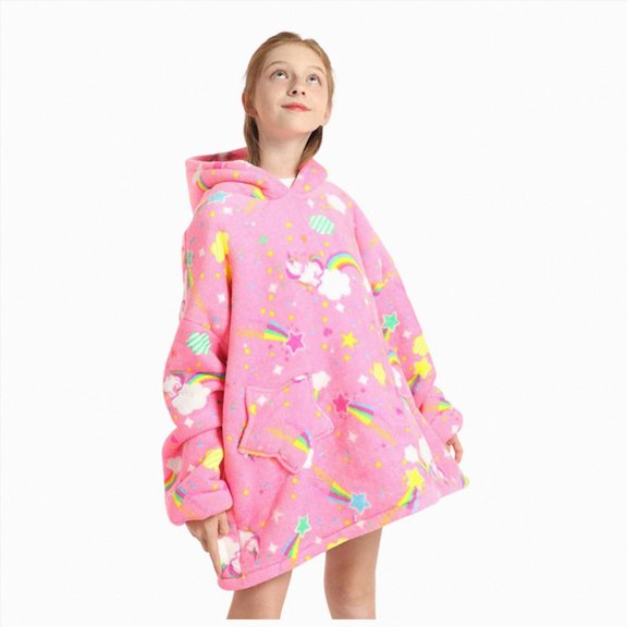NIEWTR Boys Girls Kids Hooded Bathrobe,Soft Flannel Loungewear Robe with Adjustable Tie,Cartoon Print,for Toddlers to Kids 2-12 Years Toddler Pajamas(6-15 Years)