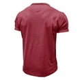 thumbnail image 4 of VERUGU Mens T-Shirts Short Sleeve Solid Casual Fashion Round Neck Pullover Buttons Tops Blouse Wine XXL, 4 of 4