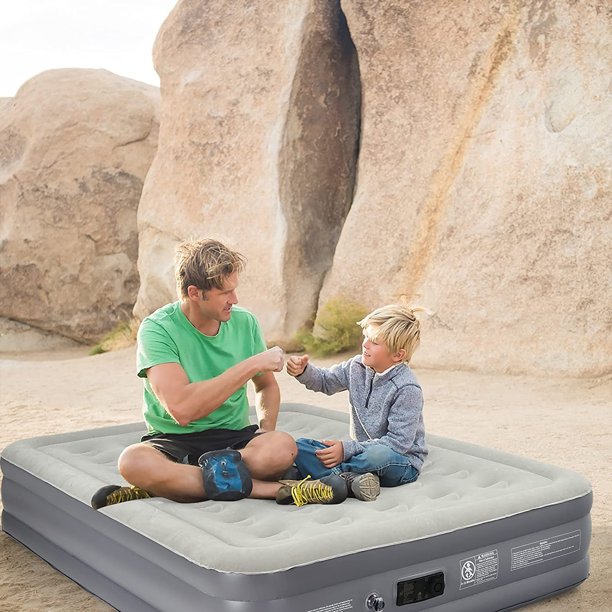 Full Air Mattress Builtin Pump Portable Inflation Airbed Flocked top