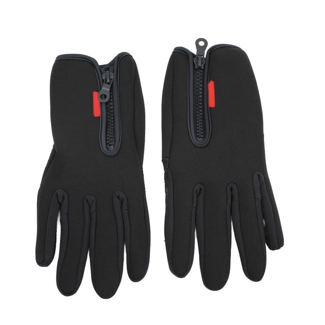 1 par de guantes táctiles de invierno polar térmico a prueba de viento con cremallera para hombres mujeres corriendo ciclismo esquí negro XL