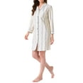 thumbnail image 4 of INSPIRE CHIC Womens Nightgown Striped Button Down Long Sleeve Pajama Dress V-Neck Nortch Collar Nightshirt with Pocket S Light Blue Stripe, 4 of 5