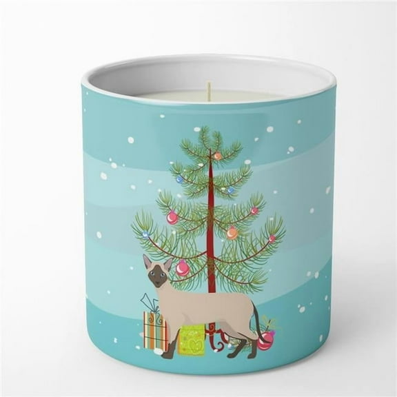 Carolines Treasures CK4711CDL 3.75 x 3.25 in. Unisex Siamese Modern No.2 Cat Merry Christmas 10 oz Decorative Soy Candle