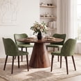 thumbnail image 6 of AFO PU Modern Dining Chairs with Wooden Legs, Upholstered Kitchen Side Chairs for Dining Room, Restaurant and Café, Set of 6, Green, 6 of 11