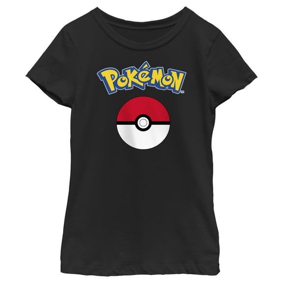 Girl's Pokemon Classic Logo  Graphic Tee Black X Large