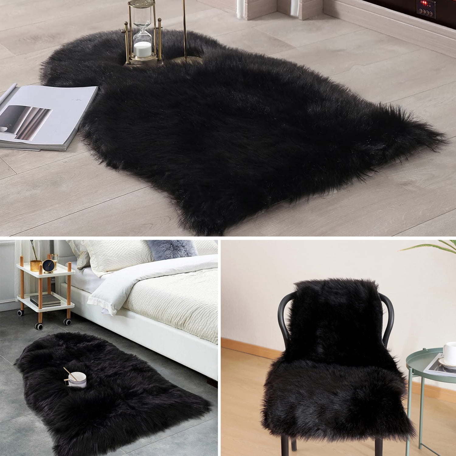 Brand new! Black Fur Rug 2x3 Rug Faux Sheepskin Rug Fluffy Super Soft Small  Rug for Bedroom Dorm Bedside Rug Room Decor Washable Rug, Rectangle for  Sale in Peoria, AZ - OfferUp