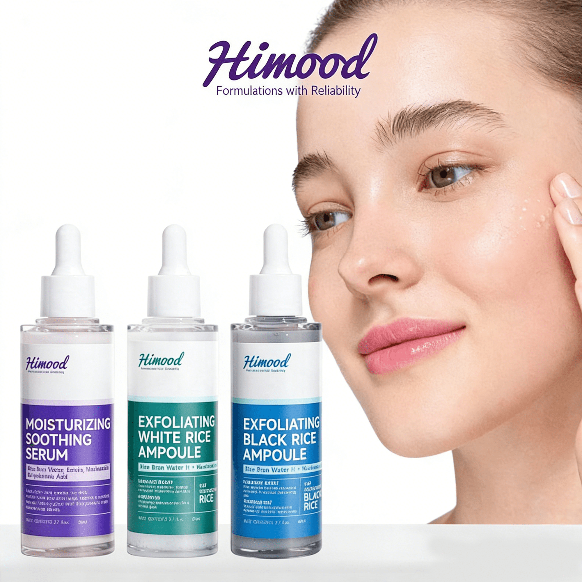 HIMOOD Rice Peeling Ampoule with Rice Water Extract, 2.7 fl oz Each, 3-Pack