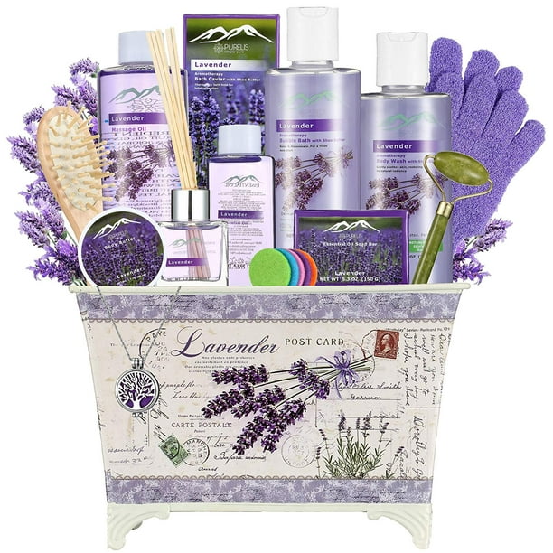 Purelis Lavender Spa Gift Basket for Women Spa Basket