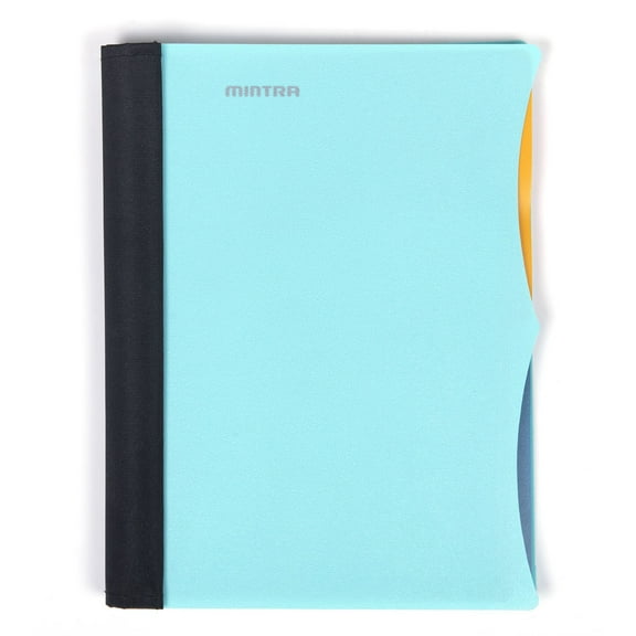 Mintra Durable Premium Spiral Notebook (2 Subject - Teal) - Fabric Covered Coils, Adjustable Pocket Folders, 100 Sheets, Junior Size (6inx 9.5in)