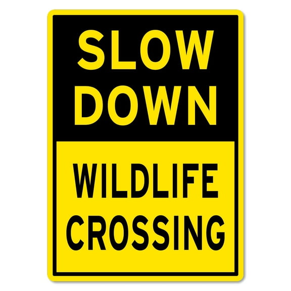 Slow Down Wildlife Crossing Sign Traffic and Parking Metal Tin Sign Caution Danger Safety Security Warning Notice Signs (Aluminum) Size: 8 x 12 inch