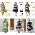 thumbnail image 4 of Agnes Orinda Women's Plus Size Boho Dresses Pleated Crew Neck Short Sleeve Flared Flowy Summer Casual Midi Sundress 1X Green, 4 of 8
