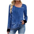 thumbnail image 7 of Cutuoiiu Women's Long Sleeve Shirt Casual Button Fashion Print Square Neckline T-Shirt Gifts, 7 of 7
