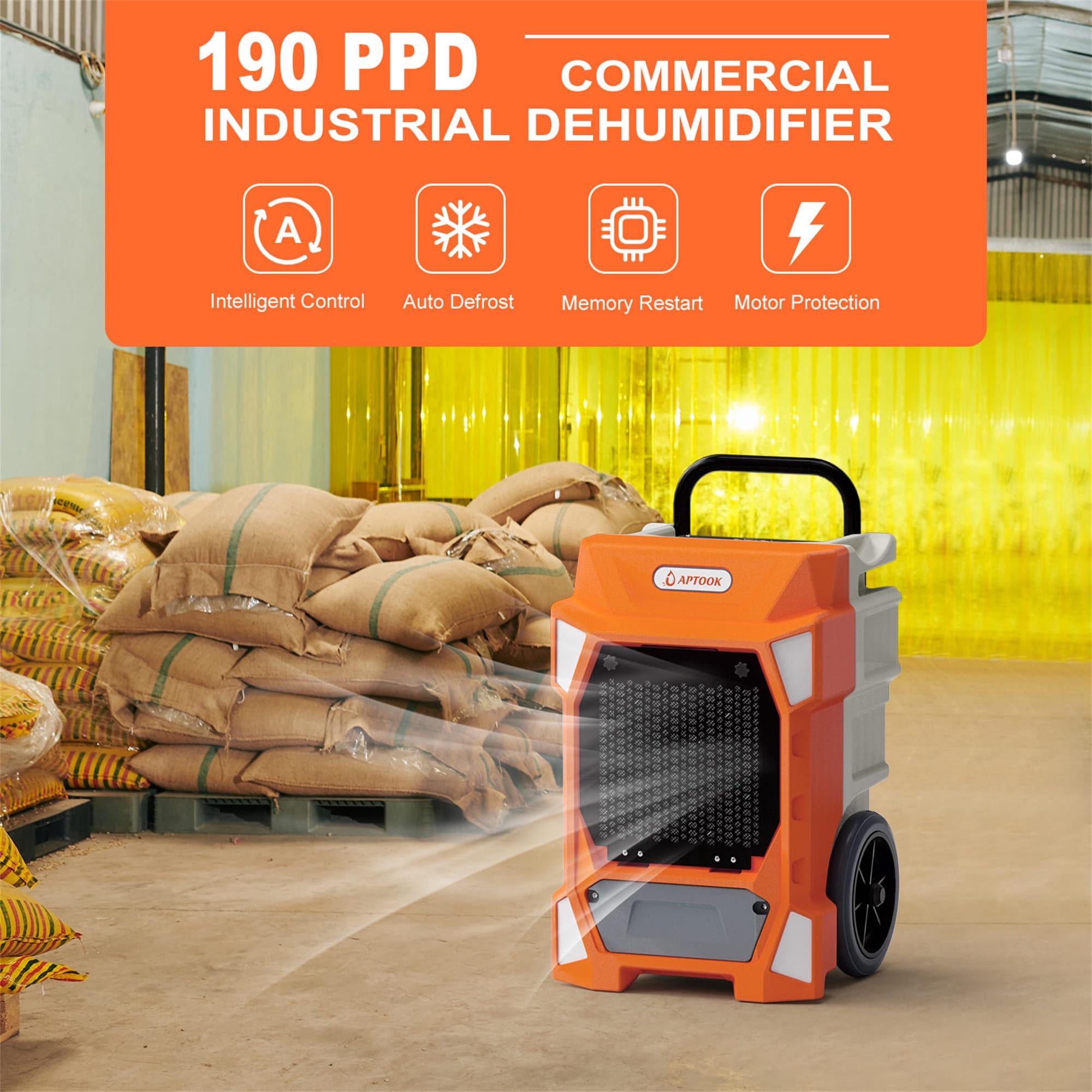 APTOOK 190 Pints Commercial Dehumidifier with Pump, Dehumidifier for Basements, Large Industrial Dehumidifier with Drain Hose, up to 7,500 Sq. Ft, Intelligent Control, 24 Hour Timer