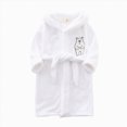 thumbnail image 5 of HFHAPW Boys Girls Robes Kids Toddler Flannel Hooded Bathrobe Pajamas Sleepwear 1T 2T 3T 4T 5T 6T 7T 8T(White,7-8 Y), 5 of 7