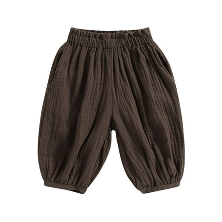 

Blotona Kids Baby Harem Pants Solid Color Hip Hop Style Elastic Loose Casual Bloomers for Toddler Boys Girls
