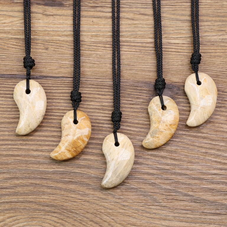 COAI Magatama Fossil Coral Japser Stone Pendant Necklace for Men