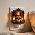 thumbnail image 6 of Day of the Dead Skull Plug In Night Light, Acrylic Sugar Skull Wall Lamp with Warm Glow, Halloween Decor for Bedroom Hallway Entryway Home, 6 of 6