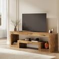 thumbnail image 4 of Finmind 63 Inch TV Stand for 55/60/65 Inch TVs, 63 Inch Farmhouse Entertainment Center with Open Storage Shelves, Television Console Table for Living Room, Bedroom, Rustic Brown, 4 of 6
