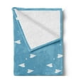 thumbnail image 2 of Cartoon Airplane Soft Flannel Fleece Throw Blanket, Kids Fun Play Theme Paper Airplane Routes as Heart Shapes and Stars, Cozy Plush for Indoor and Outdoor Use, 70" x 90", Blue and White, by Ambesonne, 2 of 5