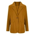 thumbnail image 4 of felwors Women's Single Button Suit Autumn Long Sleeved Solid Color Small Suit Jacket Yellow, XXL, 4 of 6