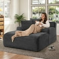 thumbnail image 2 of Muumblus Oversized Chaise Lounge Chair, No Assembly Required, Cozy Corduroy Sofa Bed for Living Room, Dark Gray, 2 of 12