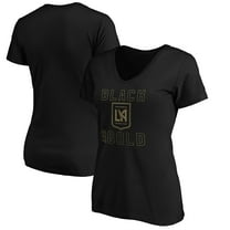 Women's Black LAFC Hometown Collection Black and Gold V-Neck T-Shirt
