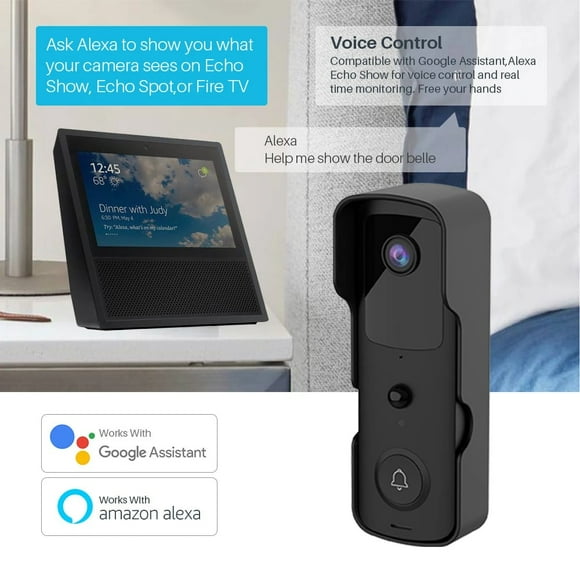 SHENMO Tuya Smart Video Doorbell WiFi 1080P Video Intercom Door Bell IP Camera Two-Way Audio Works With Alexa Echo Show Google Home,white