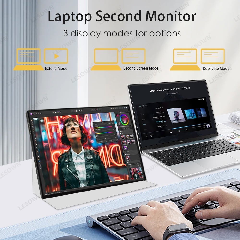LESOWN 16 Inch 144HZ Gaming Monitor 2560x1600 100%sRGB Ultra-wide16:10 Auxiliary Screen PC Extended Display Built-in Speakers for Laptop PC Switch Phone