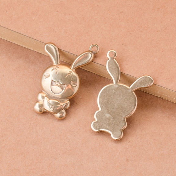 Masteelf 6pcs Vintage Rabbit Pendants Brass Bunny Keychain Jewelry Making Pendants