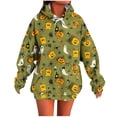thumbnail image 2 of Women's Halloween Hoodies Pumpkin Ghost Print Oversized Pullover Long Sleeve Drawstring Sweatshirt Spooky Tops with Pocket, 2 of 5