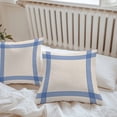 thumbnail image 4 of Blue Striped Outdoor Pillow Covers Set of 2 Simple Stripe Vintage Linen Texture Waterproof Throw Pillow Case Decorative Square Cushion Cover for Patio Couch Garden Balcony, 18"x18", 4 of 9
