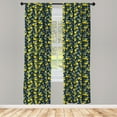 thumbnail image 4 of Ambesonne Lemon Window Curtains, Flowers and Citrus Fruits, Each 28" W x 84" L, Earth Yellow and Fern Green, 4 of 4