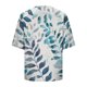 thumbnail image 4 of Xuyuer Linen-Look Printed V-Neck 3/4 Sleeve Shirt - Women's Roll-Tab Sleeve Blouse for Coastal Weekend Getaways, Art Gallery Openings, and Effortlessly Tailored Bohemian Chic Top, 4 of 5