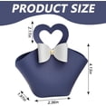 thumbnail image 2 of qczoyp 10 Pack Mini PU Leather Bowknot Gift Bags: Reusable Mini Handbag Gift Boxes with Heart-shape Handle, Party Favor Bags for Weddings, Baby Showers, Christmas, Halloween Party Decor (Dark Blue), 2 of 12