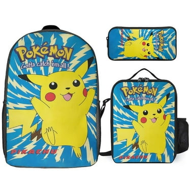Pokemon_Pikachu 3D Printed One size 3PCS Laptop Backpacks Personalized Bags With Lunch Box Pencil Case Set for Travel or Other Occasions