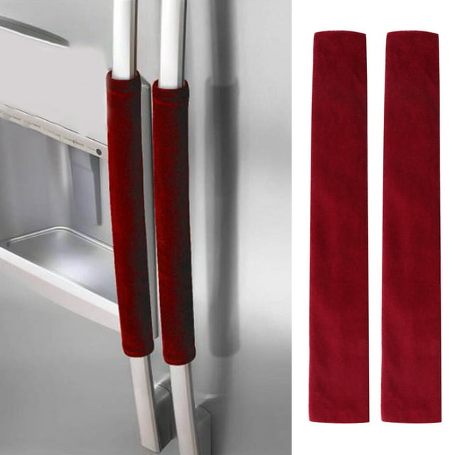 Lot de 2 Poignées de Porte de Réfrigérateur Décoration Micro-Ondes Armoire Réfrigérateur Gants Empreinte Digitale pour Ménage Rouge Vin