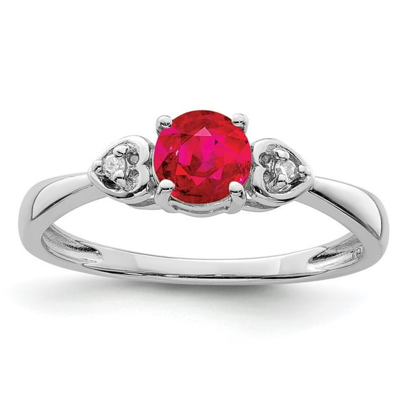 Primal Silver Sterling Silver Rhodium-plated Diamond and Ruby Ring