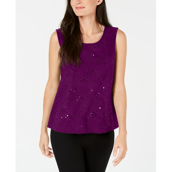 JM Collection Petite Sequined Jacquard Shell Pickled Beet PS
