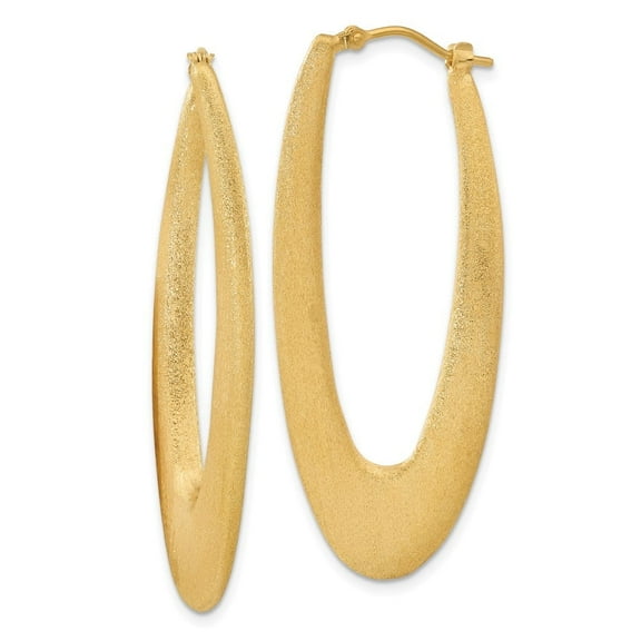 Versil Sterling Silver Gold Over Elongated Satin Hoop Earrings by